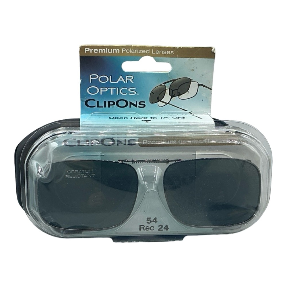Polar Optics ClipOn Sunglasses 54 Rec 24 Gray Polarized Lenses New